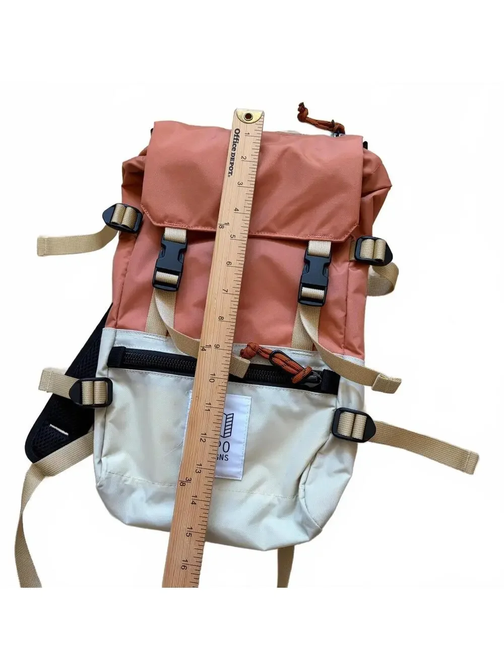 Topo Designs Coral and Cream Roll-Top Backpack